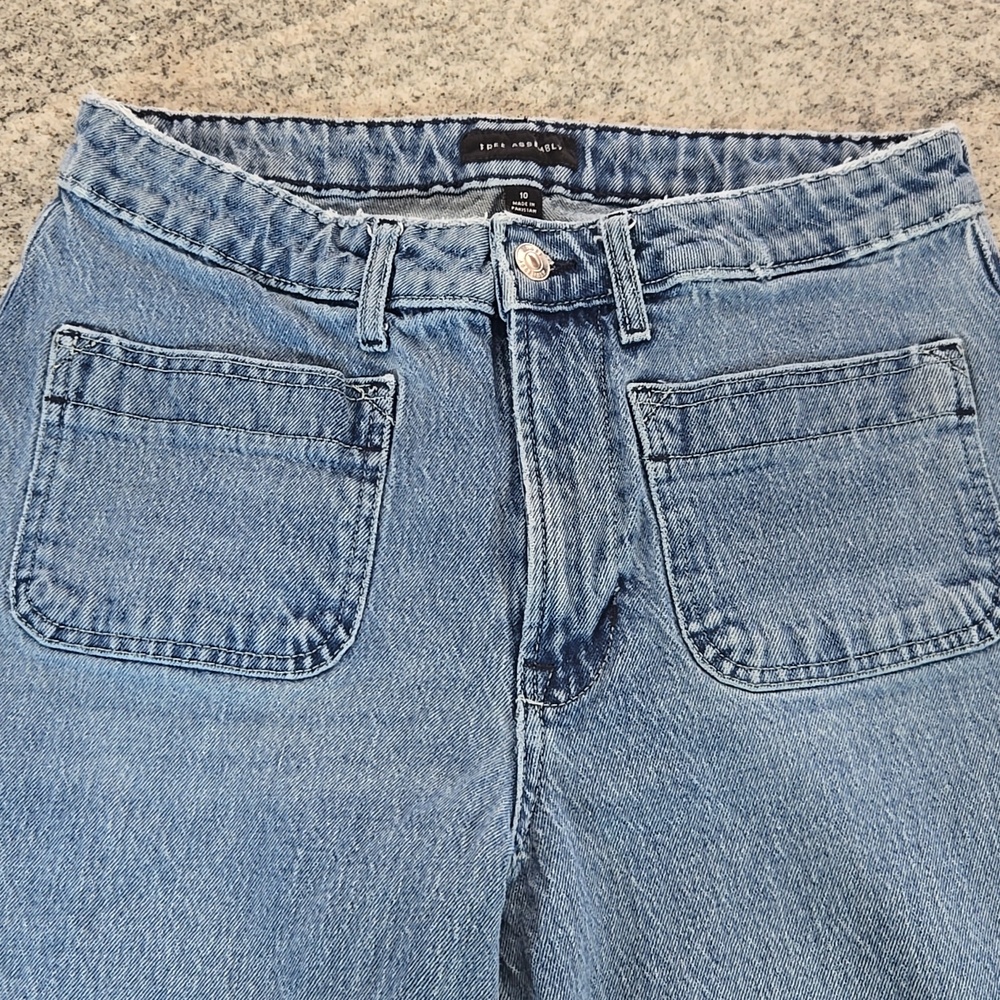 Free Assembly Size 10 High Rise Wide Leg Patch Pocket Denim Jeans